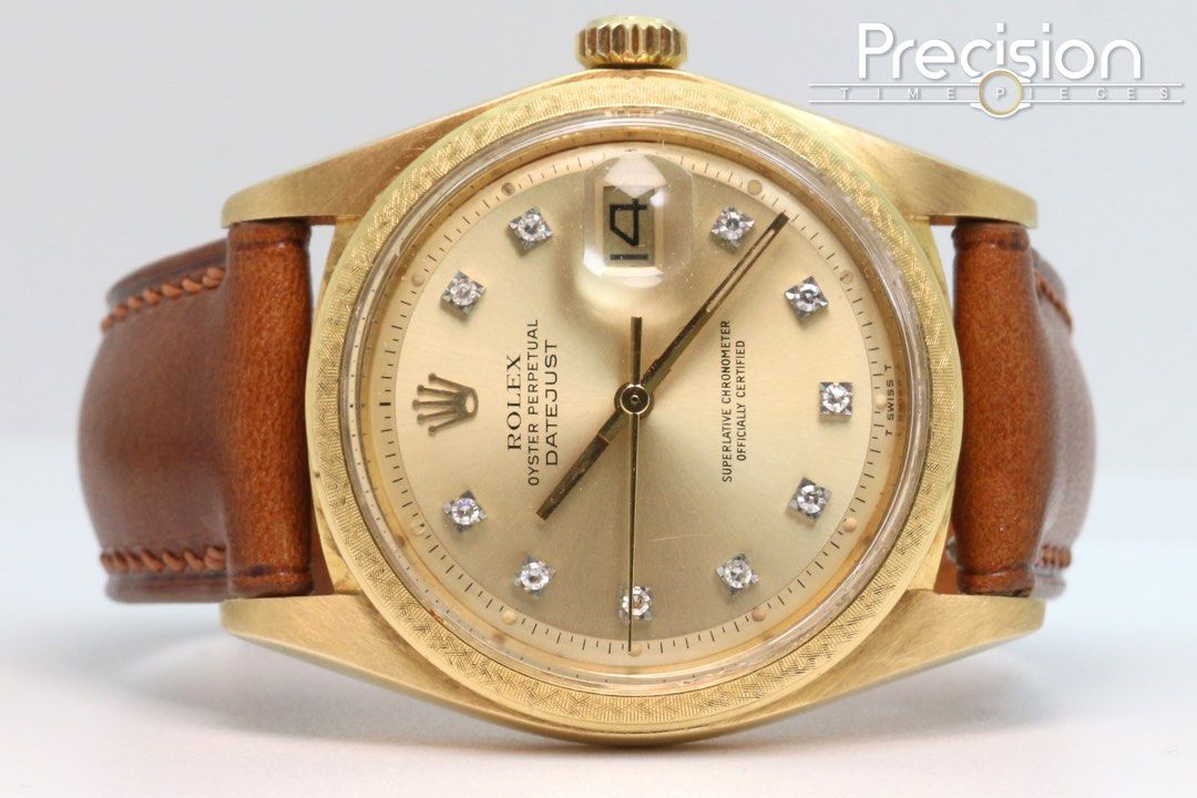 Rolex Ref: 1611 🔥Rare🔥Florentine Bezel 18K Yellow Gold ŵ Diamond Hour-Markers Dial