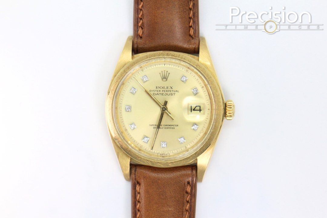 Rolex Ref: 1611 🔥Rare🔥Florentine Bezel 18K Yellow Gold ŵ Diamond Hour-Markers Dial