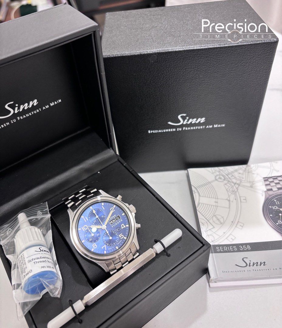 Sinn Flieger Ref: 358.064 Rare Blue Dial Annual Calendar Chronograph Brand New Unworn