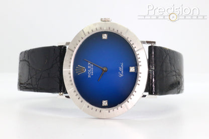 Rolex Cellini Ref: 4083 Blue Vignette Dial ŵ Diamond Hour-Markers