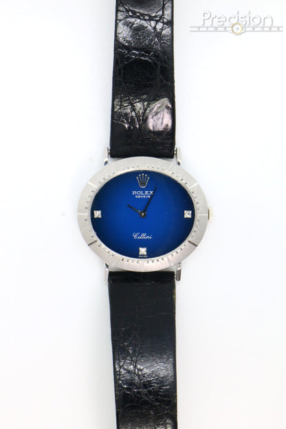 Rolex Cellini Ref: 4083 Blue Vignette Dial ŵ Diamond Hour-Markers