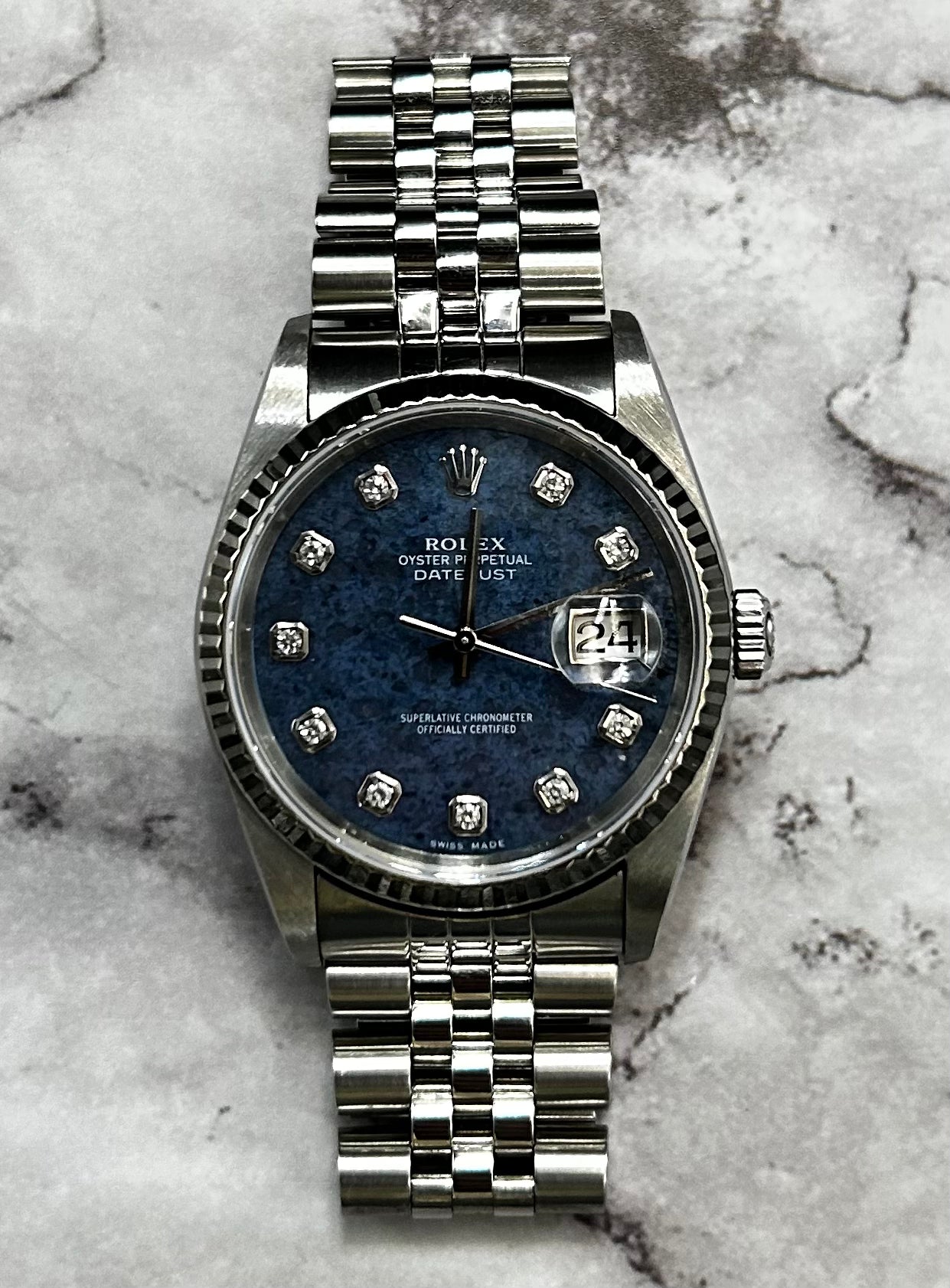 Rolex DateJust 36 Ref: 16234 Rare Sodalite Dial Full Set Mint (Excellent dial)