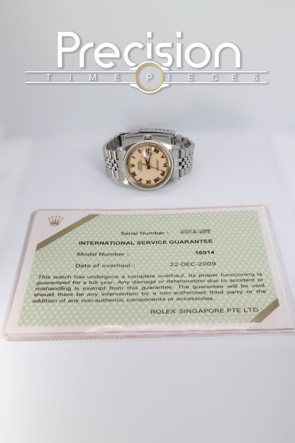 Rolex DateJust 36 Ref: 16014 🔥Uber Rare Cream / Panna Dial 36mm Full Set