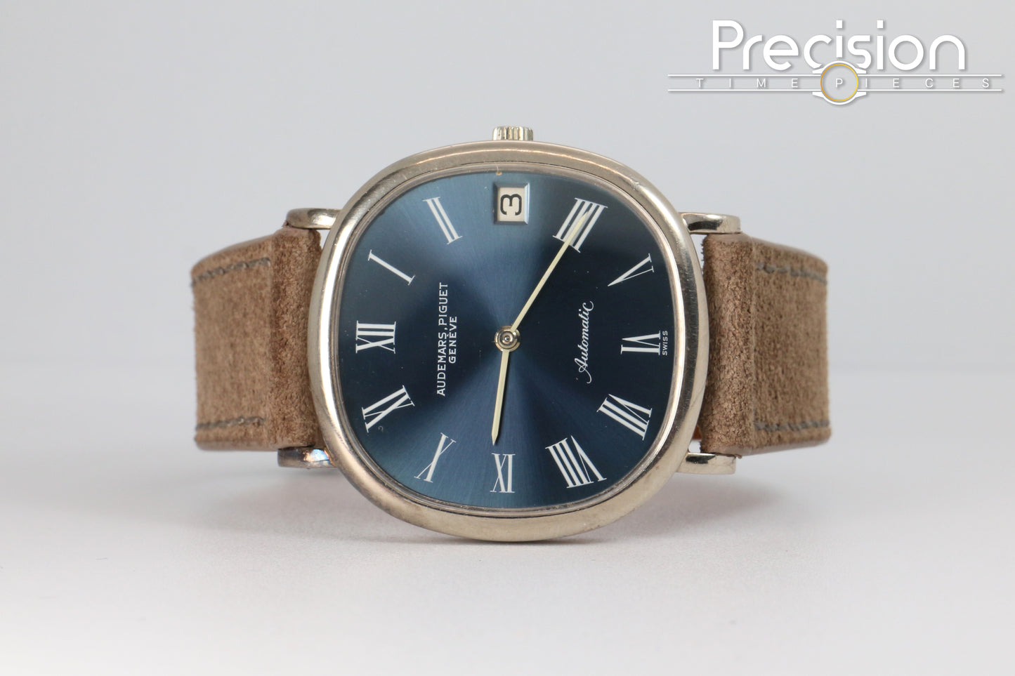 Audemars Piguet Ellipse Blue Sunburst Dial 32mm 18K White Gold Automatic