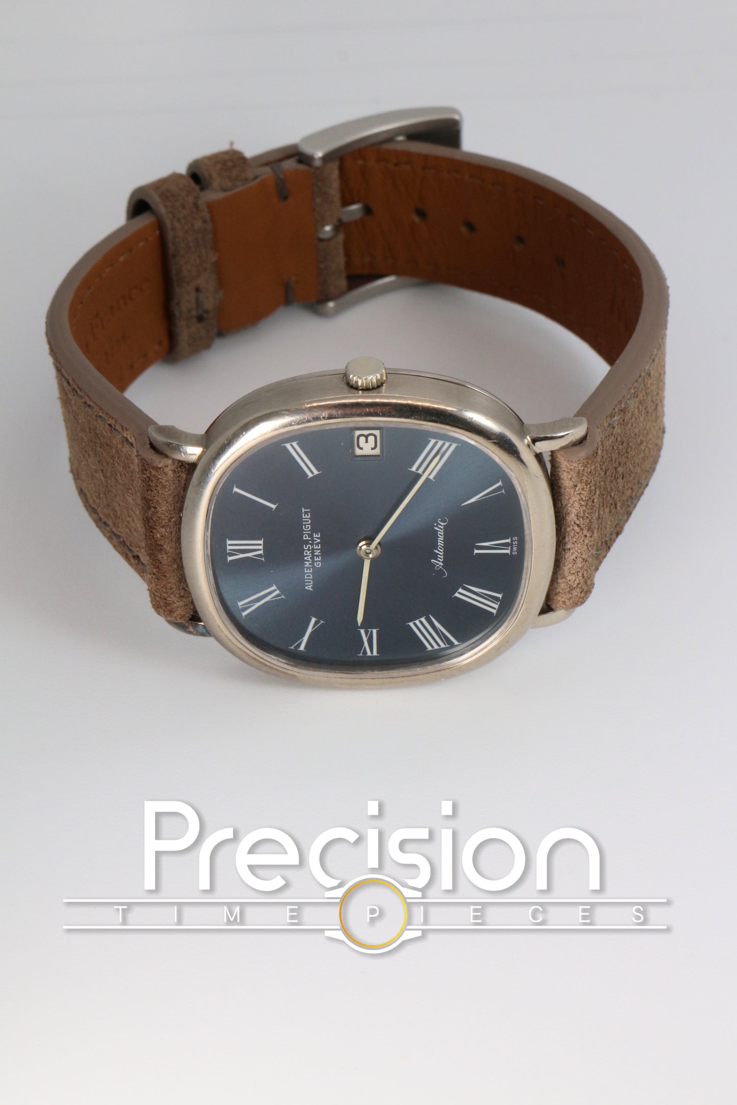 Audemars Piguet Ellipse Blue Sunburst Dial 32mm 18K White Gold Automatic