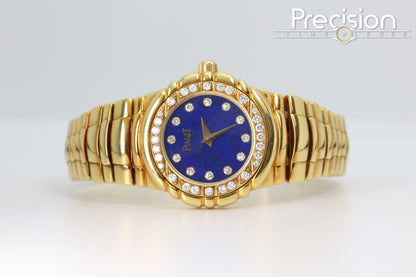 Piaget Tanagra Ref: 16033 M 401 D Quartz 33mm 18K Gold Lapis Dial