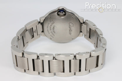 Cartier Ballon Bleu Ref: 3009 28mm Quartz Full Set White Guilloché Diamonds Dial