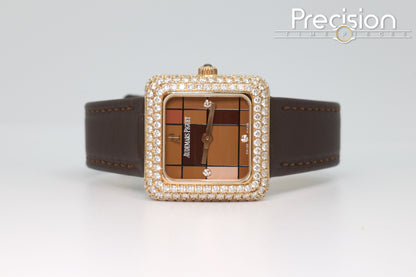 Audemars Piguet 25mm Rose Gold Factory Set Double Row Diamond Bezel