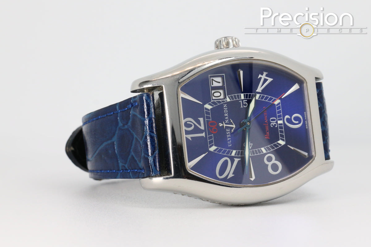Ulysse Nardin Michelangelo Big Date Ref: 233-68 35mm Auto Sunburst Blue Dial