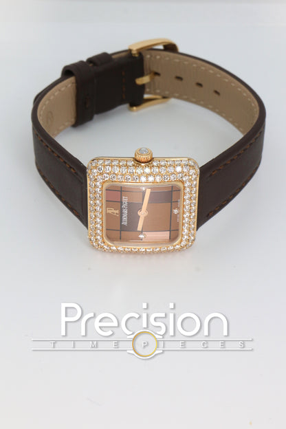 Audemars Piguet 25mm Rose Gold Factory Set Double Row Diamond Bezel