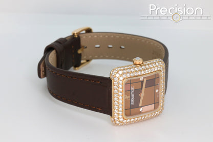 Audemars Piguet 25mm Rose Gold Factory Set Double Row Diamond Bezel