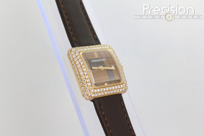 Audemars Piguet 25mm Rose Gold Factory Set Double Row Diamond Bezel