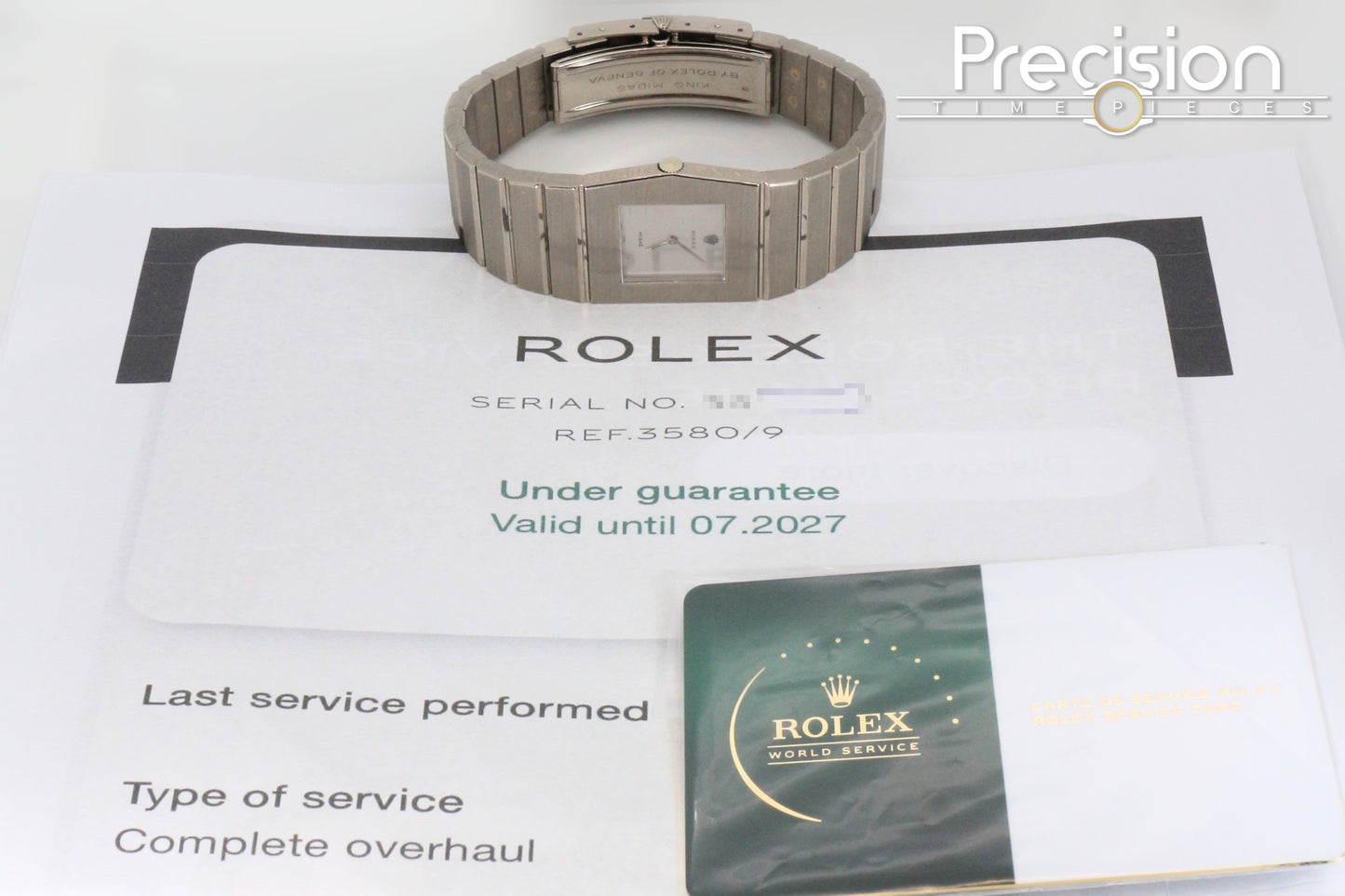 Rolex King Midas Ref: 3580/9 RSC Serviced 28mm Rare 18K White Gold