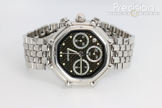 Gerald Genta Chronograph Success Ref: G.3388.7 Rare Black Carbon Fiber Dial 35mm Automatic