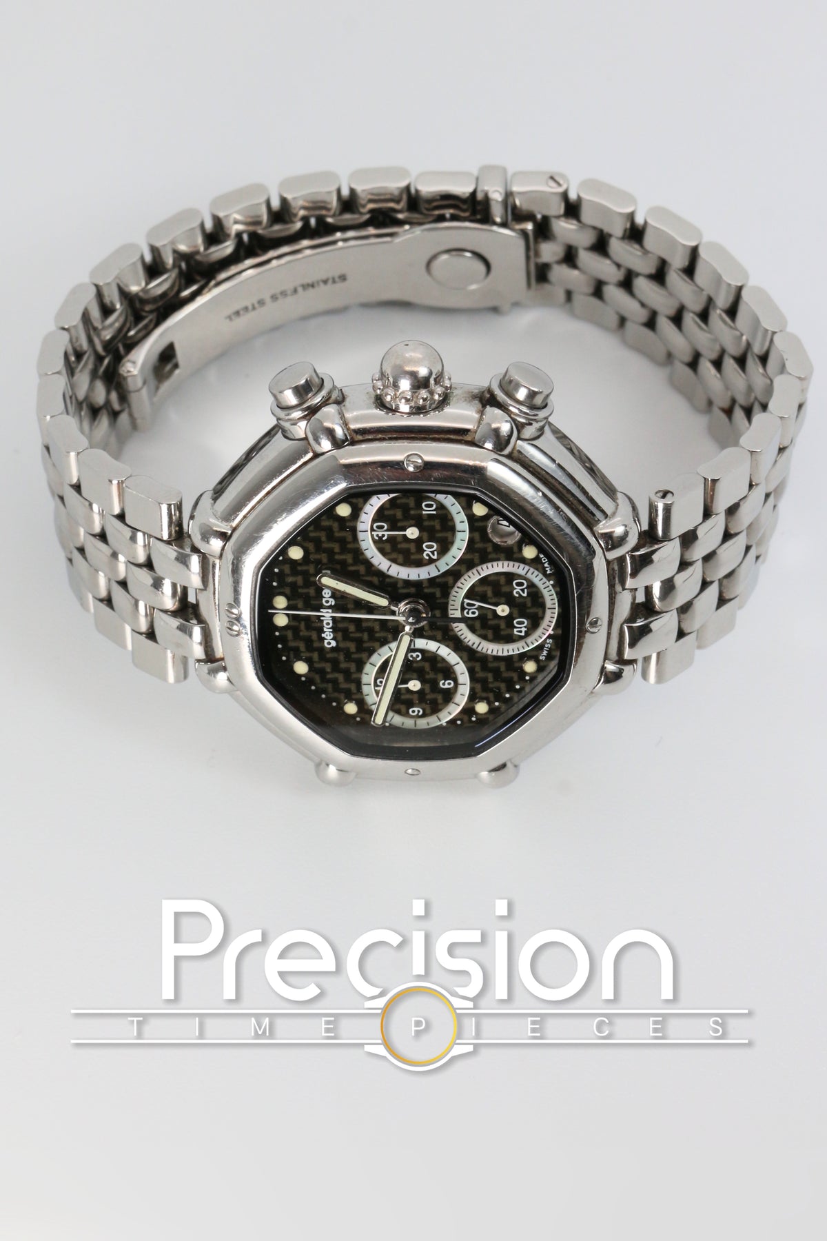 Gerald Genta Chronograph Success Ref: G.3388.7 Rare Black Carbon Fiber Dial 35mm Automatic