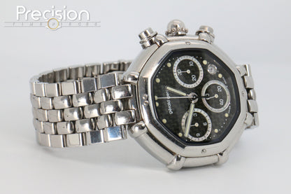Gerald Genta Chronograph Success Ref: G.3388.7 Rare Black Carbon Fiber Dial 35mm Automatic