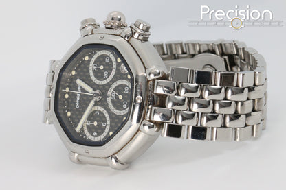 Gerald Genta Chronograph Success Ref: G.3388.7 Rare Black Carbon Fiber Dial 35mm Automatic