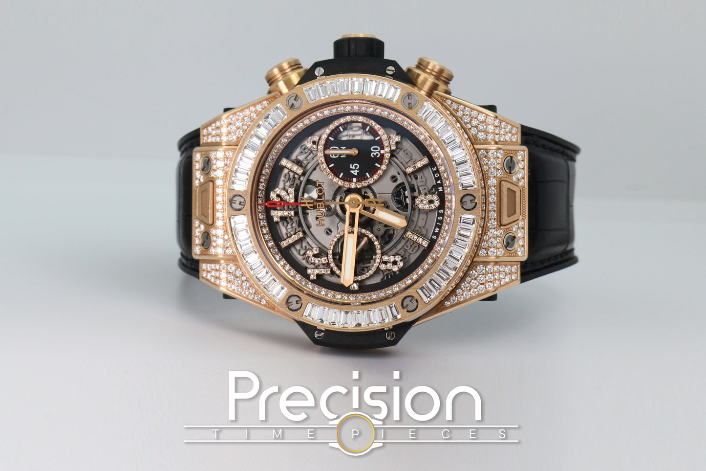 Hublot Big Bang Unico 45 King Gold 18K Rose Gold ŵ Baguette Diamonds Bezel