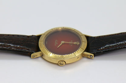 Rolex Cellini Ref: 4081 Red Vignette Dial ŵ Papers Manual Wind 18K Yellow Gold