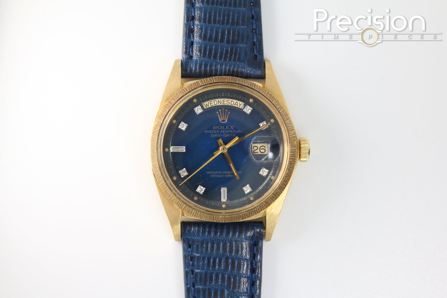 Rolex Day-Date Ref: 1807 36mm Rare Blue Diamond Dial 18K Yellow Gold
