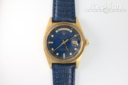 Rolex Day-Date Ref: 1807 36mm Rare Blue Diamond Dial 18K Yellow Gold