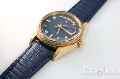 Rolex Day-Date Ref: 1807 36mm Rare Blue Diamond Dial 18K Yellow Gold