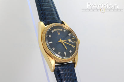Rolex Day-Date Ref: 1807 36mm Rare Blue Diamond Dial 18K Yellow Gold
