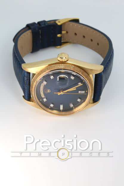 Rolex Day-Date Ref: 1807 36mm Rare Blue Diamond Dial 18K Yellow Gold