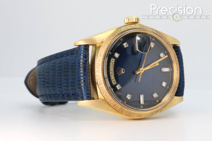Rolex Day-Date Ref: 1807 36mm Rare Blue Diamond Dial 18K Yellow Gold