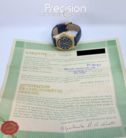 Rolex Day-Date Ref: 1807 36mm Rare Blue Diamond Dial 18K Yellow Gold