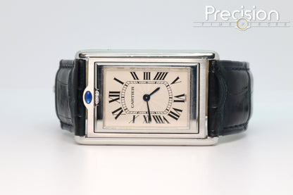 Cartier Tank Basculante Ref: 2390 Full Set White with Guilloché Pattern