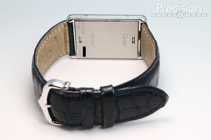 Cartier Tank Basculante Ref: 2390 Full Set White with Guilloché Pattern