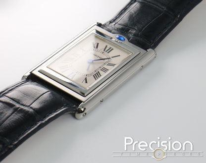 Cartier Tank Basculante Ref: 2390 Full Set White with Guilloché Pattern