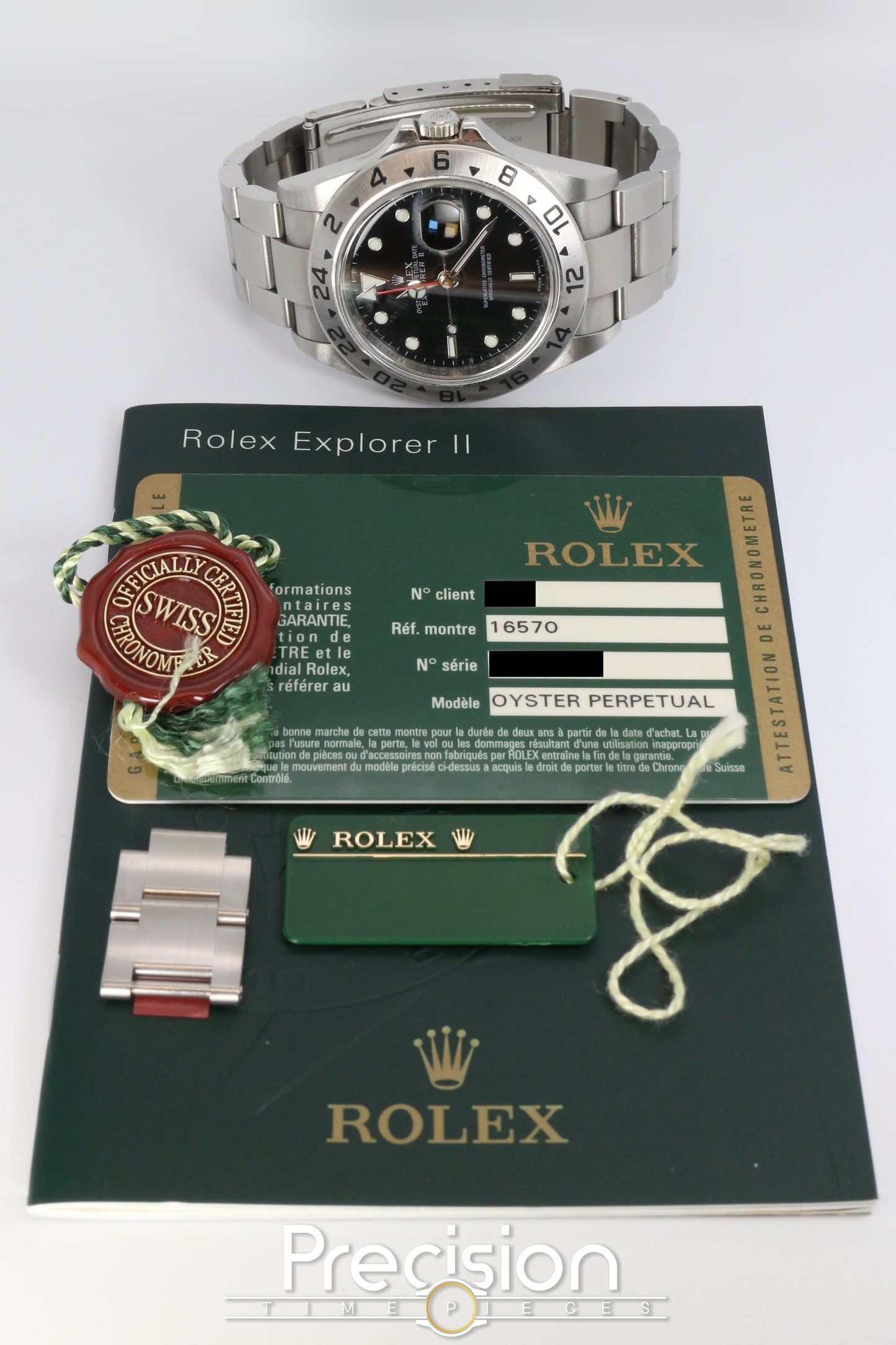 Rolex Explorer II Ref: 16520 Black Dial 40mm Automatic Full Set