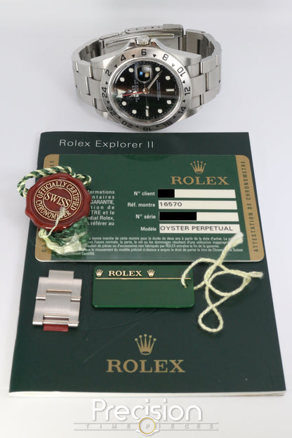 Rolex Explorer II Ref: 16520 Black Dial 40mm Automatic Full Set