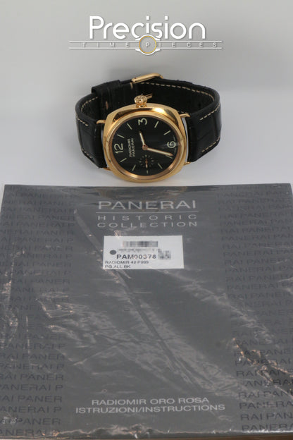 Panerai Radiomir Oro Rosa Ref: PAM 0378 Full Set 42mm Rose Gold