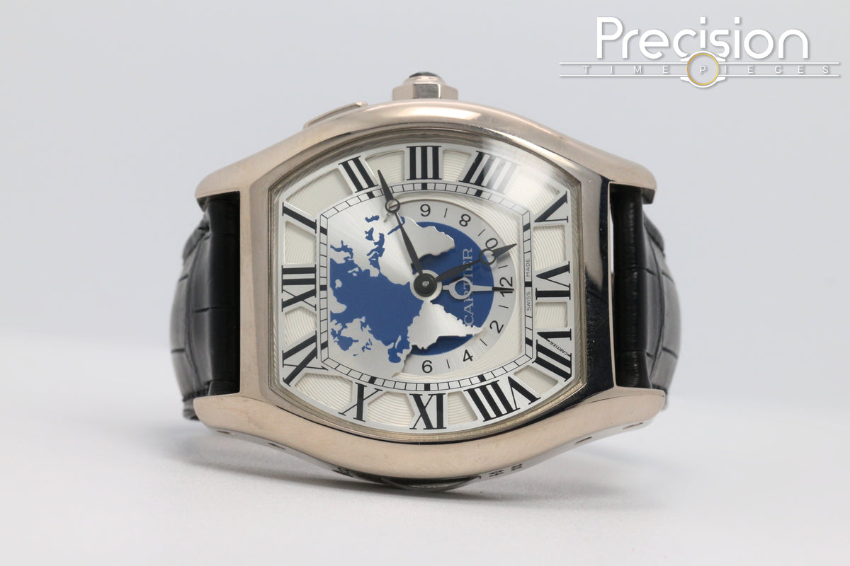 Cartier Tortue Multi Time Zone Ref: 3327 18K White Gold 45mm