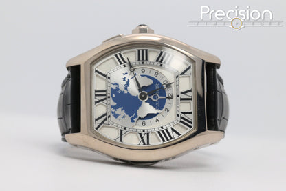 Cartier Tortue Multi Time Zone Ref: 3327 18K White Gold 45mm