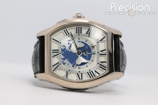 Cartier Tortue Multi Time Zone Ref: 3327 18K White Gold 45mm