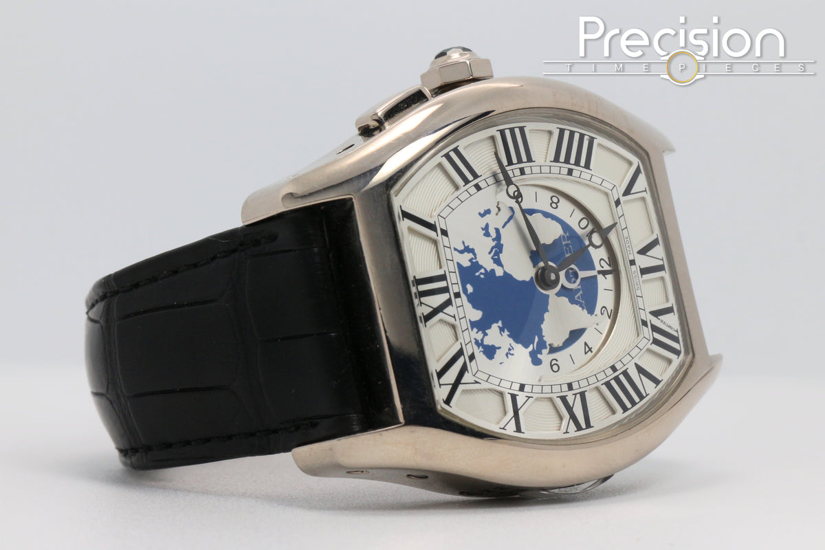 Cartier Tortue Multi Time Zone Ref: 3327 18K White Gold 45mm