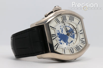 Cartier Tortue Multi Time Zone Ref: 3327 18K White Gold 45mm