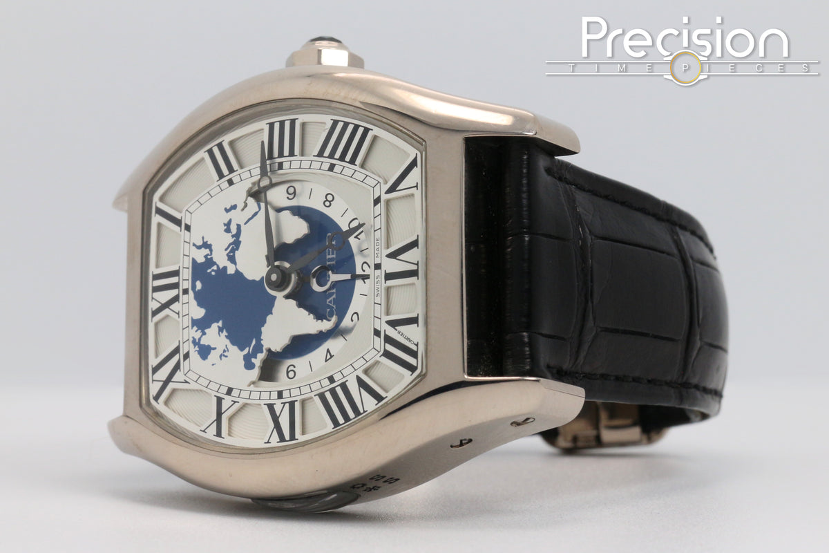 Cartier Tortue Multi Time Zone Ref: 3327 18K White Gold 45mm
