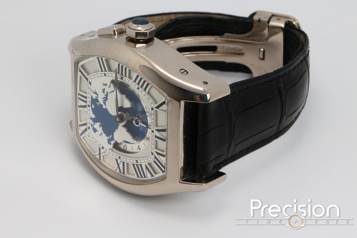 Cartier Tortue Multi Time Zone Ref: 3327 18K White Gold 45mm