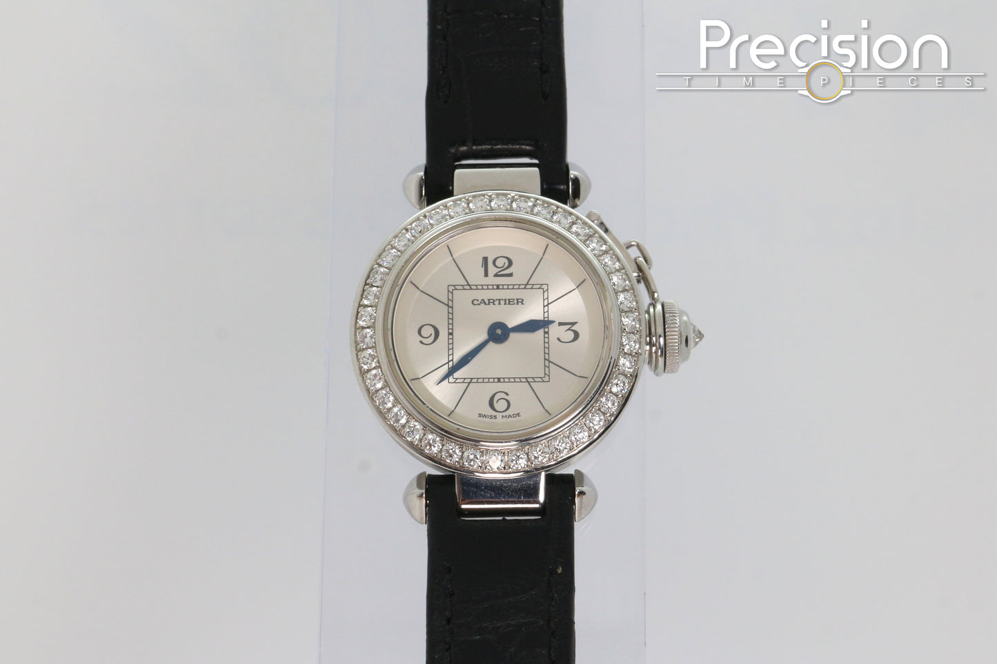 Cartier Pasha Ref: 3134 Ladies 27mm Quartz White Gold Diamond Bezel