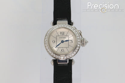 Cartier Pasha Ref: 3134 Ladies 27mm Quartz White Gold Diamond Bezel