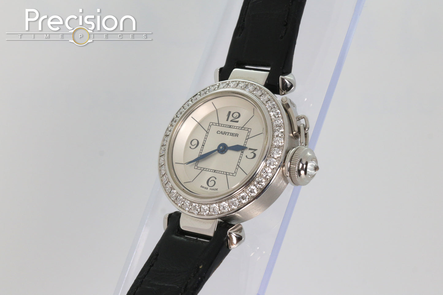 Cartier Pasha Ref: 3134 Ladies 27mm Quartz White Gold Diamond Bezel