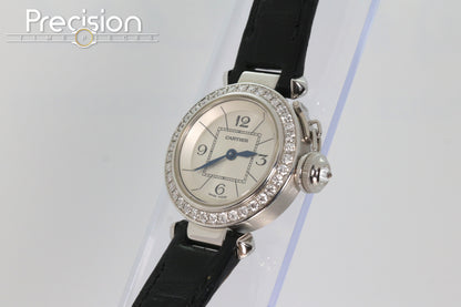Cartier Pasha Ref: 3134 Ladies 27mm Quartz White Gold Diamond Bezel