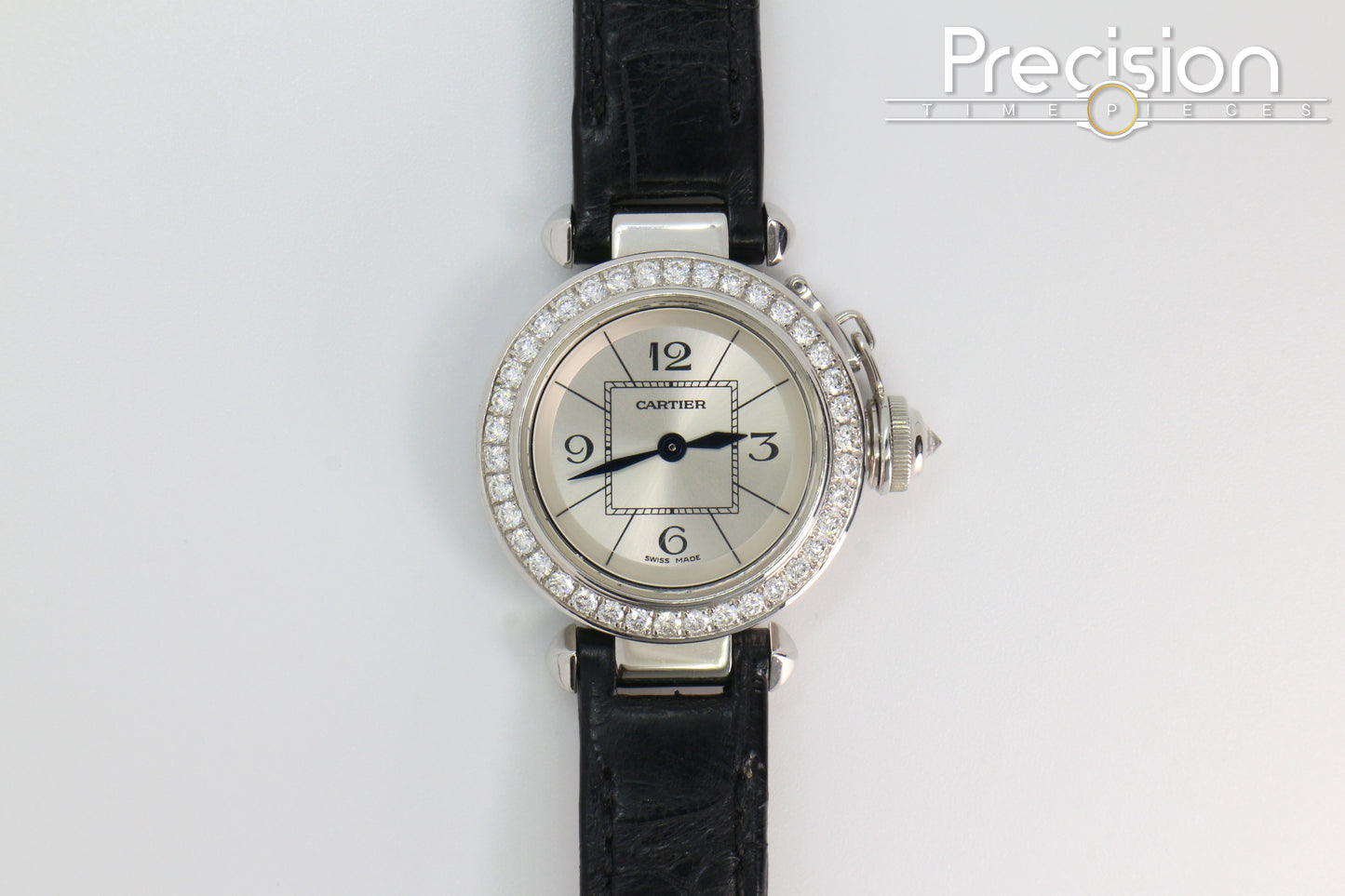 Cartier Pasha Ref: 3134 Ladies 27mm Quartz White Gold Diamond Bezel
