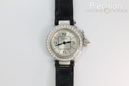 Cartier Pasha Ref: 3134 Ladies 27mm Quartz White Gold Diamond Bezel