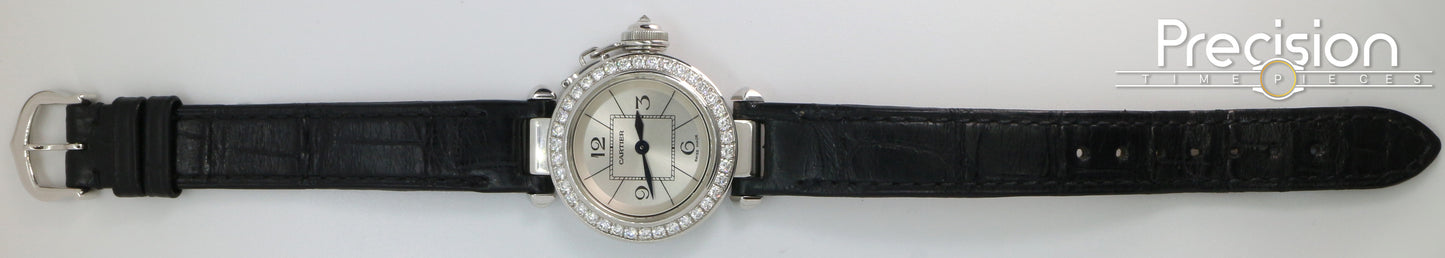 Cartier Pasha Ref: 3134 Ladies 27mm Quartz White Gold Diamond Bezel